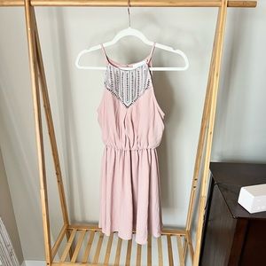 Lush pink mini dress with open back detail